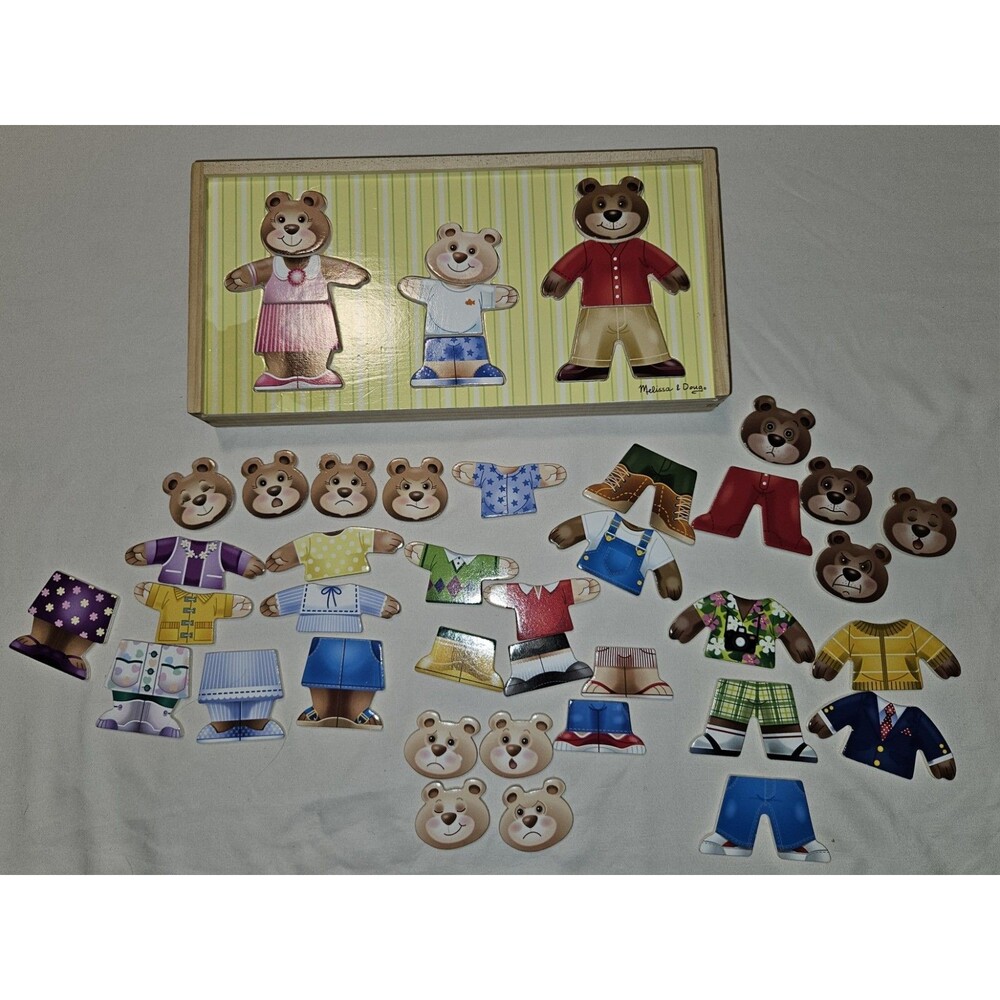 Melissa & Doug Wooden Bear Family Dress-Up Puzzle Set Complete Set